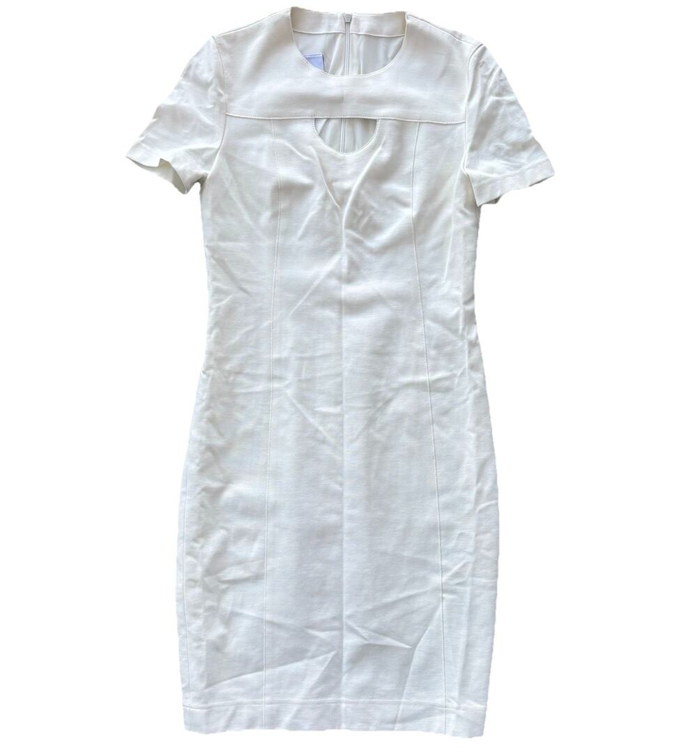 AKRIS PUNTO White Bridal Midi Classic Dress Women’s Size 2 FLAW